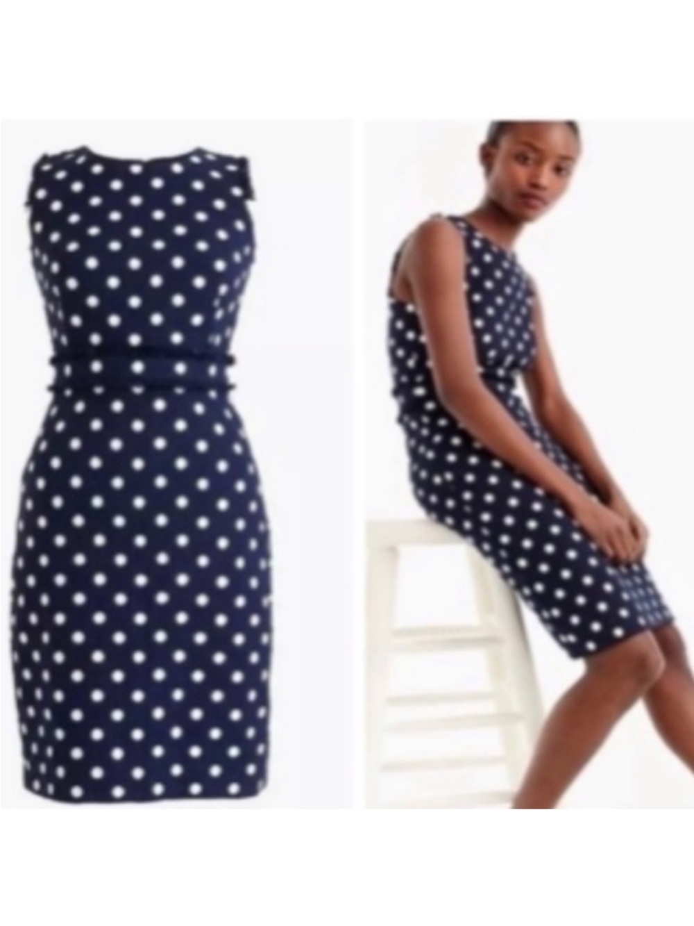 J. Crew Navy Dress with White Polka Dots
